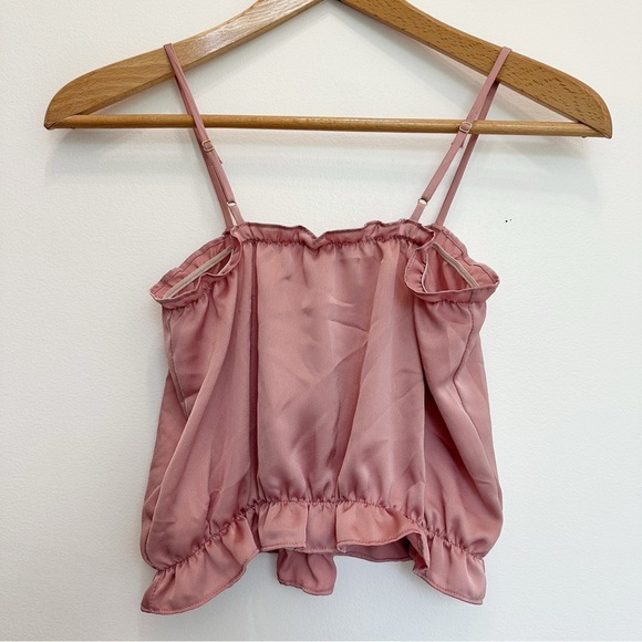 Intimately Free People Into It Square Neck Crop Top Shirt Satin Pink Size Medium - Picture 3 of 8